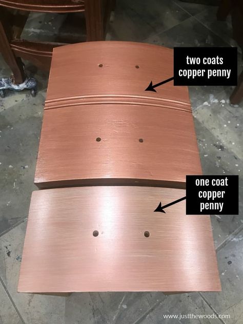 Modern Masters metallic paint adds a gorgeous shimmer to your painted furniture. See how to paint with metallic copper paint and rose gold metallic paint stripes. #modernmasters #modernmasterspaint #copperpaint #metalliccopperpaint #metalliccopperpaint #rosegoldpaint #paintedfurniture #painteddesk Black And Copper Painted Furniture, Copper Painted Furniture Diy, Rose Gold Painted Furniture, Copper Painted Furniture, Rose Gold Paint Color, Rose Gold Dresser, Metallic Painted Furniture Diy, Granny Unit, Rose Gold Metallic Paint