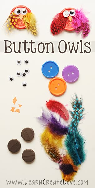 Button Owl Craft | LearnCreateLove Brownies Activities, Freetime Activities, Owl Craft, Pyjamas Party, Girl Scout Daisy, Girl Scout Activities, Girl Scout Camping, Daisy Scouts, Girl Scout Swap