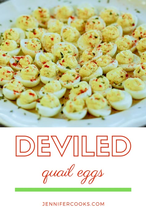 Deviled Quail Eggs | JenniferCooks.com #quailrecipes #eggs #eggrecipes #appetizers Deviled Quail Eggs Recipe, Quail Deviled Eggs, Quail Egg Recipes Appetizers, What To Do With Quail Eggs, Recipes With Quail Eggs, Deviled Quail Eggs, Quail Egg Appetizer, Cooking Quail, Quail Egg Recipes