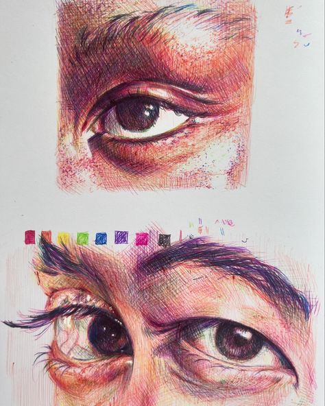 Eye Eye Drawing Realistic, Ballpoint Sketch, Hatch Art, Art Coursework, Drawings Inspo, Vinyl Art Paint, Sketchbook Inspo, Eye Eye, A Level Art