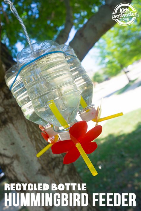 Teach kids the importance of recycling and spending time outdoors this summer by building a recycled bottle hummingbird feeder. As a kid, I loved spending Homemade Hummingbird Feeder, Homemade Hummingbird Nectar, Diy Hummingbird Feeder, Importance Of Recycling, Hummingbird Nectar, Hummingbird Feeder, Diy Bird Feeder, Elementary Activities, Diy Birds