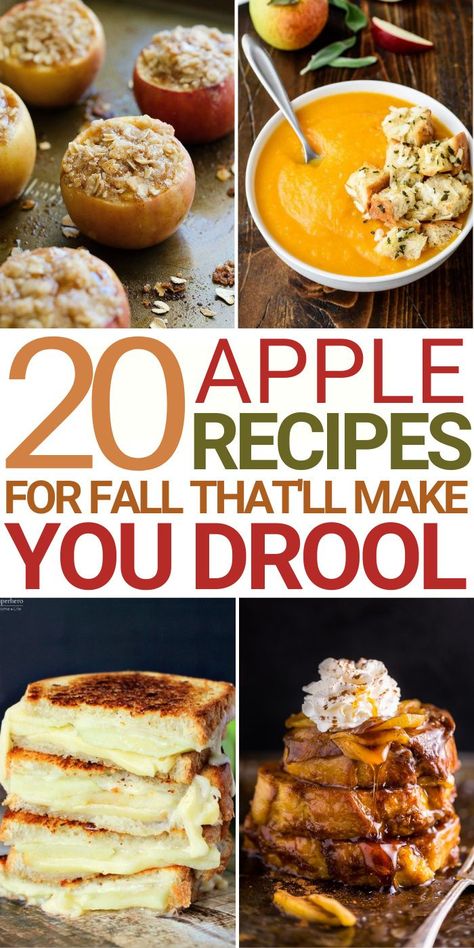 Apple Recipes Easy | These baked, fried, candy, and even healthy apple recipe ideas are the perfect way to get into the fall season. Apple recipes are such great comfort foods when it is cold outside. I especially love the 3 ingredients recipe ideas! #apples #applerecipes #fall #fallrecipes Foods With Apples, 3 Apples Recipe, Apple Sides For Dinner, Recipes After Apple Picking, Easy Ways To Use Up Apples, Apple Recipes Using Lots Of Apples, Extra Apples Easy Recipes, Old Apple Recipes, Dinner Apple Recipes