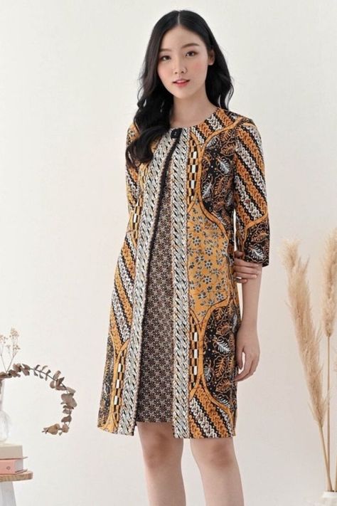 Buy JAVA batik dress from JAVA90s Batik Lurik Kombinasi, Dress Batik Modern, Tenun Lurik, Model Batik, Batik Kombinasi, Eco Products, Dress Batik, Kebaya Muslim, Batik Fashion