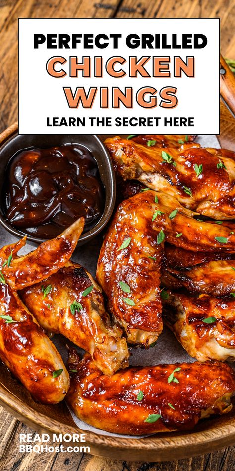 Unlock the secret to perfect grilled chicken wings! 😋 Discover our grilled chicken wings recipe for achieving that irresistible smoky flavor and juicy tenderness that'll keep people coming back for more. Say goodbye to dry wings and hello to flavorful heaven with our method for BBQ grilled chicken wings! 🍗✨ Barbecue Chicken Wings Grilled, Grilled Chicken Wings Recipe Bbq, Chicken Wings Bbq Grill, Marinade For Chicken Wings On The Grill, Grilled Chicken Wing Recipes, Grilling Chicken Wings, Chicken Wings Marinade Recipes, Chicken Wing Marinade For The Grill, Bbq Wings Grilled