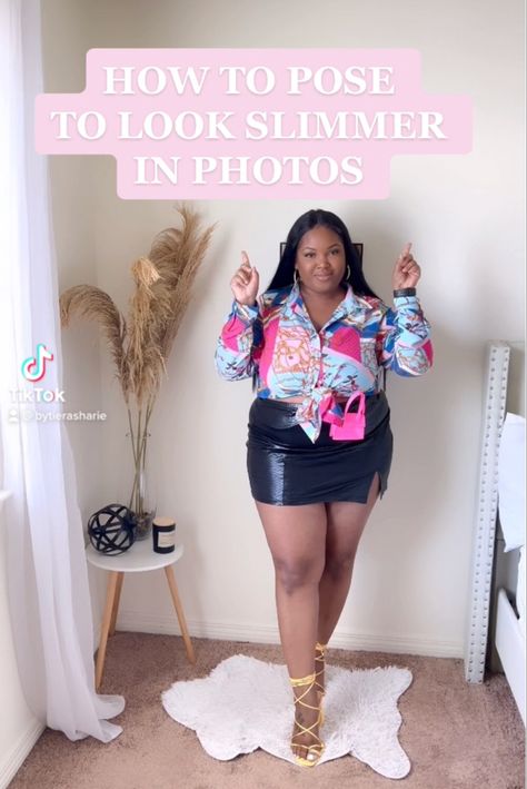 5 poses to help you look slimmer in photos this summer. Confidently slay your pictures with these how to pose options. These are definitely good for my plus size and curvy women. Broad Shoulder Poses, Plus Size Dress Poses, Best Plus Size Poses, Plus Size Poses For Pictures Instagram Beach, How To Pose To Look Lean, Plus Size Posing Tips, Cute Poses For Pictures Standing, Camera Poses For Plus Size, Poses To Hide Apron Belly