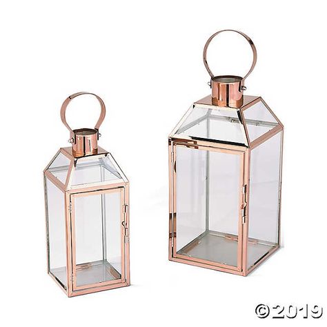 If you're searching for the perfect DIY home or wedding centerpieces, these lovely lanterns will do the trick. Add your own battery-operated tea lights, ... Cheap Wedding Table Centerpieces, Wedding Lantern, Beautiful Wedding Centerpiece, Wedding Motifs, Copper Lantern, Mini Wine Bottles, Battery Operated Tea Lights, Wedding Reception Flowers, Fall October