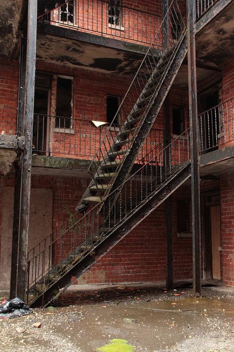 The Mahencha Apartments of Gary, Indiana - Sometimes Interesting Midwestern Gothic, Gary Indiana, Deep Dream, Aesthetic Ideas, Structure Design, Brick And Stone, Old Building, Environment Design, Abandoned Buildings