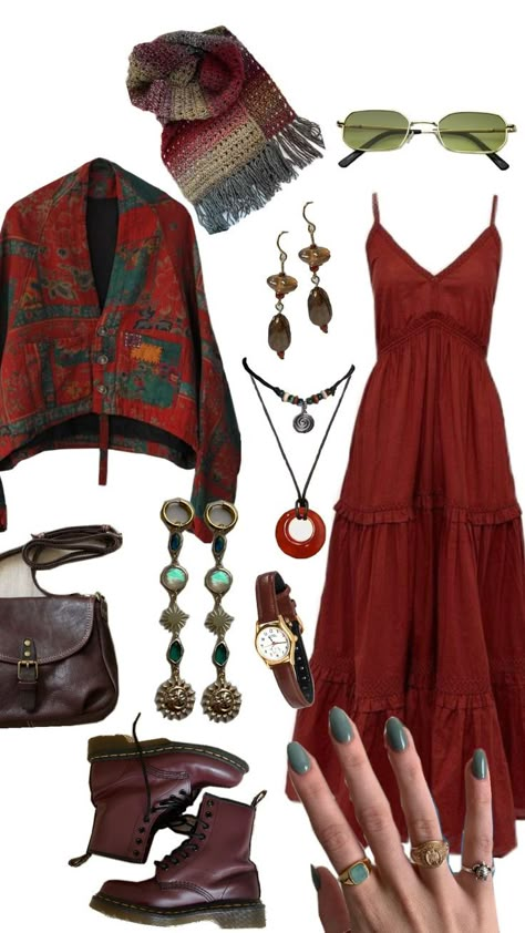 Whimsigoth Fashion, Looks Hippie, 70s Inspired Outfits, Bohemian Outfits, Look Boho Chic, Earthy Outfits, Estilo Hippie, Boho Style Outfits, Hippie Style Clothing