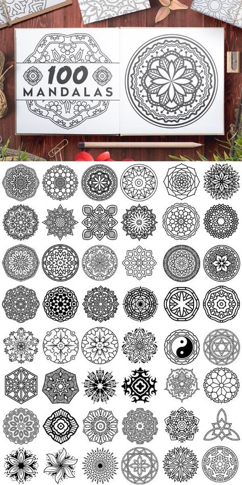 Mandala Ornaments, Books Diy, Mandala Vector, Design Mandala, Mandala Design Pattern, Flower Abstract, Mandala Art Lesson, Mandala Tattoo Design, Floral Geometric