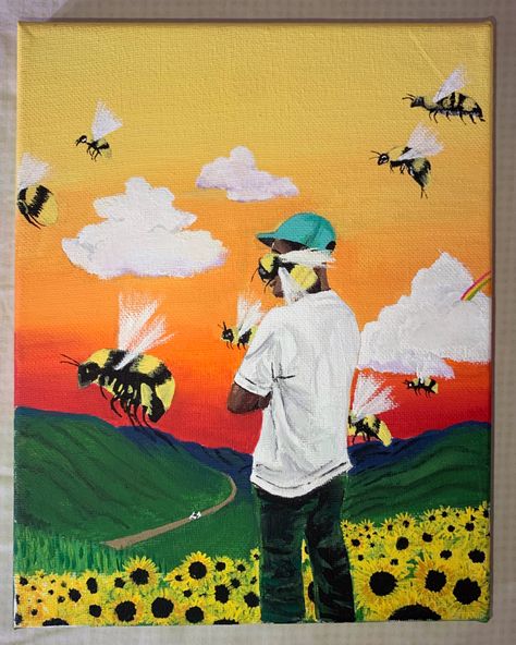 Tyler The Creator Painting Ideas, Painting Ideas Tyler The Creator, Tyler The Creator Gift Ideas, Painting Album Covers On Canvas, Tyler The Creator Album Cover Painting, Album Paintings On Canvas, Tyler The Creator Canvas Painting, Tyler The Creator Artwork, Painting Ideas On Canvas Tyler The Creator