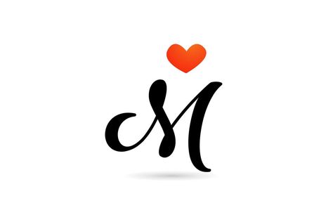 handwritten M alphabet letter icon logo design. Creative template for business with love heart M Alphabet, Icon Logo Design, Letter M Logo, Template For Business, Letter Icon, M Letter, Letter M, Creative Template, Logo Design Creative