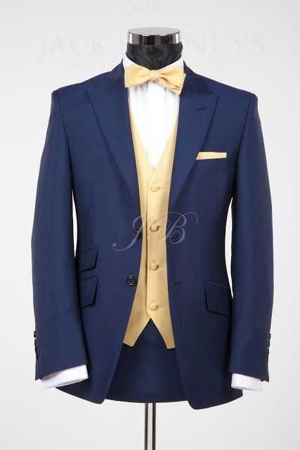 Wedding inspiration: How to throw the ultimate Beauty and the Beast themed wedding | Closer Suit With Yellow Tie, Blue Tuxedo Wedding, Vintage Wedding Suits, Beauty And The Beast Quince, Wedding Suits Men Blue, Beauty And The Beast Wedding Theme, Beauty And Beast Wedding, Navy Blue Tuxedos, Beauty And The Beast Theme