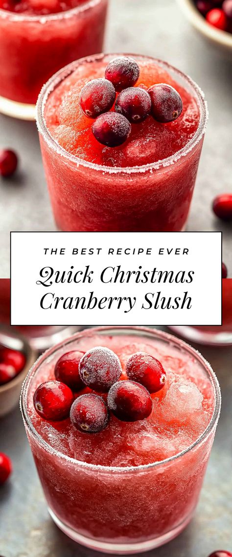 Image for Quick Christmas Cranberry Slush Christmas Slush Mocktail, Christmas Slush Punch, Christmas Slush Alcohol, Holiday Slush Recipes, Ninja Slushie Recipes Christmas, Slush Alcohol Drinks, Christmas Slush Recipes, Cherry Slushie Recipe, Boozy Slush