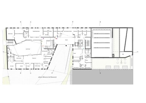 Gallery of Orgeval Community Center and Event Space / f+f architectes - 31 Event Space Floor Plan, Community Center Plan, Community Center, Urban Renewal, Space Planning, Event Space, Open Up, Floor Plan, Floor Plans