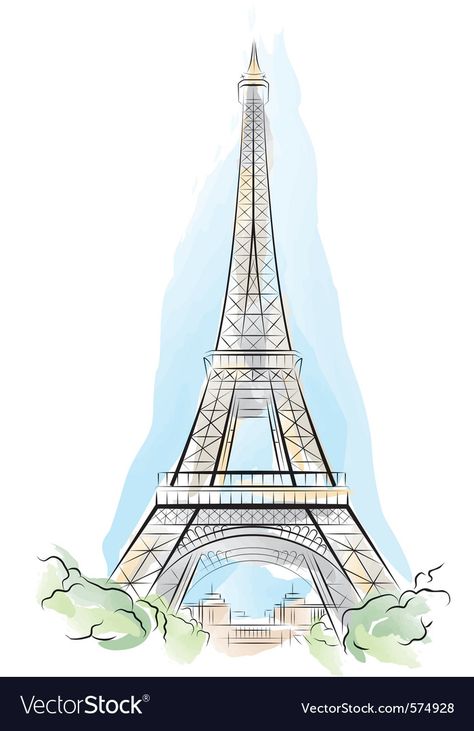 Eiffel Illustration, Effelle Tower Drawing, Paris Eiffel Tower Drawing, Paris Draw, Tour Eiffel Drawing, Drawing The Eiffel Tower, Eiffel Tower Cartoon, Ifle Tower Drawing Easy, France Illustration