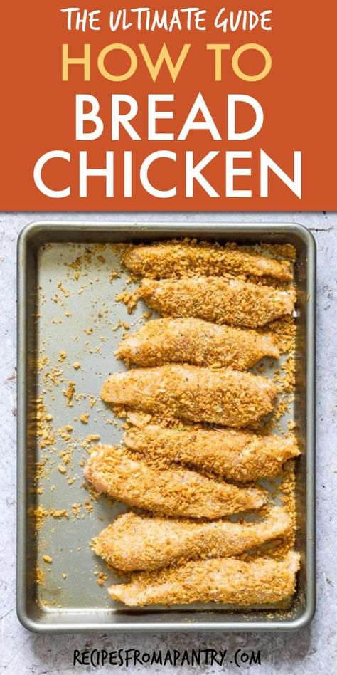 Want to learn how to bread chicken? Just follow my simple techniques, tips, and tricks to make perfect breaded chicken that cooks up evenly and turns out golden and crispy every time. No more soggy and gloppy mess! You'll love just how easy it is to bread chicken at home. Click through to find out how to bread chicken two ways!! #howtobreadchicken #breadedchicken #chickenrecipes #easychickenrecipe #breadedchickentenders #howto #glutenfree #airfryerchicken #bakedchicken How To Bread Chicken Tenders, How To Bread Chicken, How To Make Breaded Chicken, Bread Chicken Recipes, Chicken Breading Recipe, Simple Breaded Chicken, Breading For Chicken, Easy Breaded Chicken, Breading Chicken