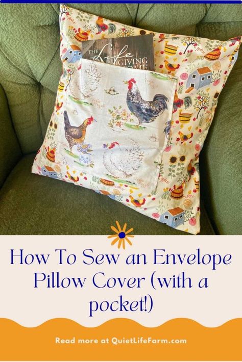 How To Sew an Envelope Pillow Cover (with a pocket!) How To Sew A Pillow, Diy Pinafore, Sew A Pillow Cover, Sew A Shirt, Sew A Pillow, Envelope Pillow Cover, Make An Envelope, Envelope Tutorial, Envelope Pillow