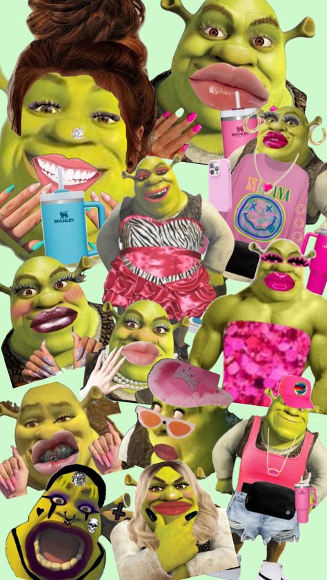 #shrek#makeover#husband#funny#foryou Preppy Shrek Wallpaper, Shrek Wallpapers, Preppy Shrek, Baddie Shrek, Preppy Characters, Ugly Wallpaper, Preppy Animals, Slay Baddie, Wallpaper Baddie