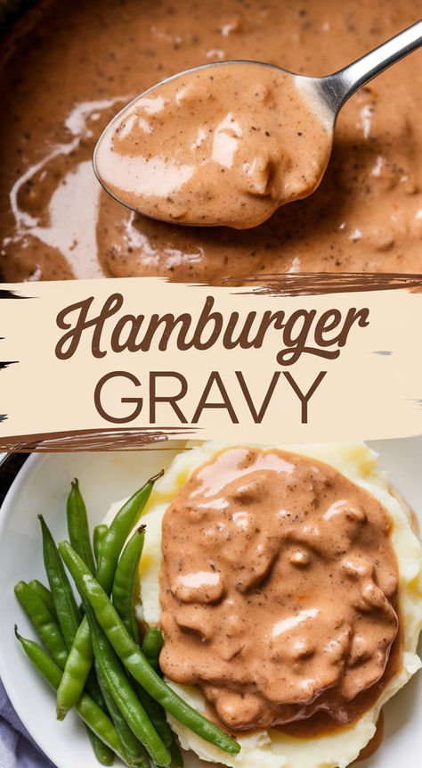 Hamburger Gravy Recipe – This classic recipe features tender ground beef in a savory gravy served over fluffy mashed potatoes. It’s a comforting, nostalgic dish that everyone will love! Ground Beef Recipes No Dairy, Hamburger Gravy Recipe Easy, Hamburger Recipes Ground Beef, Hamburger And Gravy Recipe, Hamburger Gravy Over Mashed Potatoes, Easy Hamburger Gravy, Cheap Family Dinner Ideas, Ground Beef Gravy, Ground Beef And Gravy