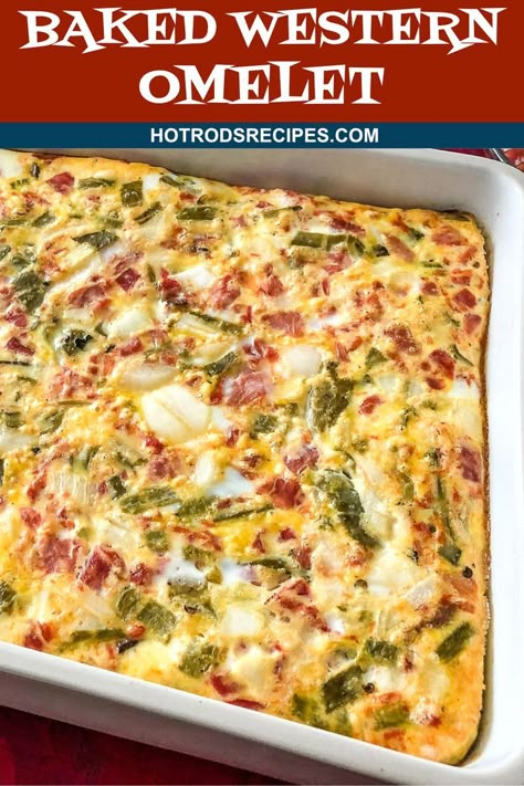 Baked Omelette Recipe, Baked Western Omelet, Omelet Casserole, Breakfast Breads And Muffins, Egg Bake Casserole, Baked Omelette, Western Breakfast, Chili Instant Pot, Baked Omelet