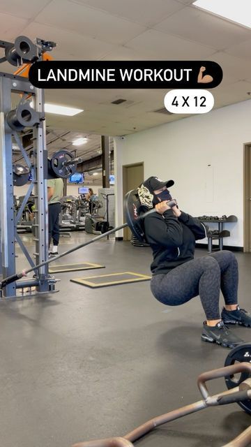 Squat Rack Leg Workout, Land Mine Squats, Squat Rack Workout For Women, Landmine Rdl, Rdl Exercise, Landmine Squat, Landmine Workout, Dumbell Squats, Landmine Exercises