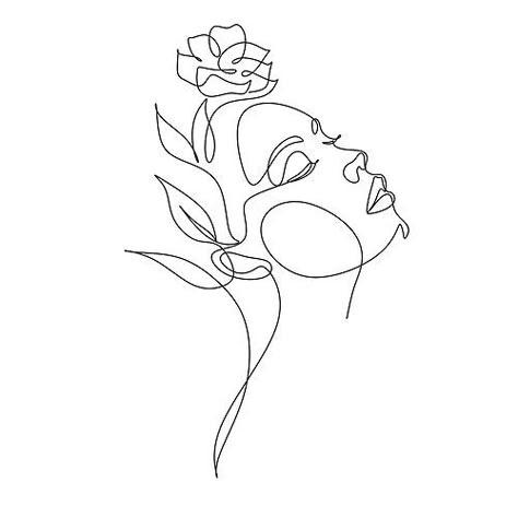 Woman Flower Drawing, Apartment Mural, Esthetician Tattoo Ideas, Make Up Artist Logo, Women Line Art, African American Art Women, Embroidered Canvas Art, Face Outline, Line Art Flowers