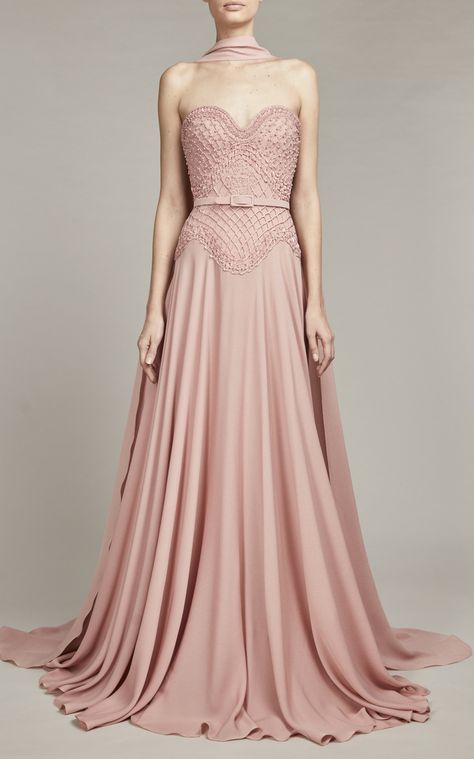 Bead-Embroidered Pleated Silk-Blend Maxi Dress by ELIE SAAB for Preorder on Moda Operandi Bella Goth, Elle Saab, High Fashion Wedding Dress, High Fashion Wedding, Fashion Advisor, Fairytale Gown, Strapless Long Dress, Boutique Couture, Fashion Formal