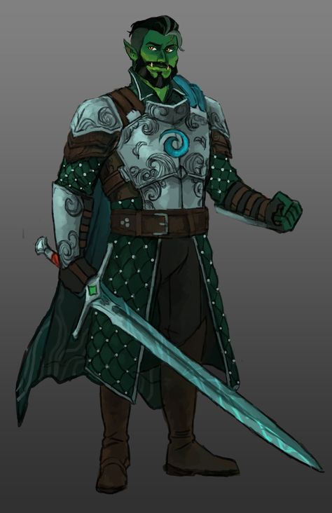 Half Plate Armor, Half Orc Fighter, Half Orc, Plate Armor, The Mighty Nein, Critical Role Fan Art, Mighty Nein, Fantasy Races, Dungeons And Dragons Characters