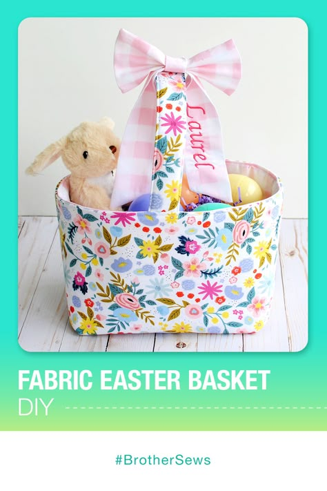 Easter Basket Handmade, Sew An Easter Basket, Cloth Easter Basket Diy, Sewing Projects Easter, Sewn Easter Baskets, Easter Fabric Basket, Easy Diy Easter Baskets, Quilted Easter Baskets Free Pattern, Easter Basket Patterns Sewing