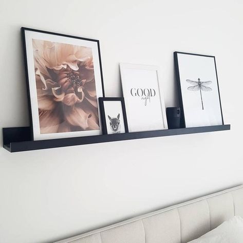 Lack Shelf Ideas, Ikea Lack Shelf Ideas, Ikea Lack Shelf, Framed Prints Bedroom, Lack Wall Shelf, Frame Shelves, Uni Bedroom, Lack Shelf, Shelves Bedroom