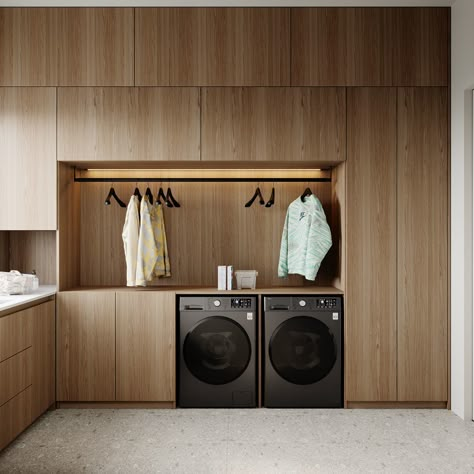 Laundry Wardrobe, Bathroom Lighting Ideas, Linen Room, Stylish Laundry Room, Dream Laundry Room, Furniture Studio, Laundry Cabinets, Laundry Room Closet, Dream Interior