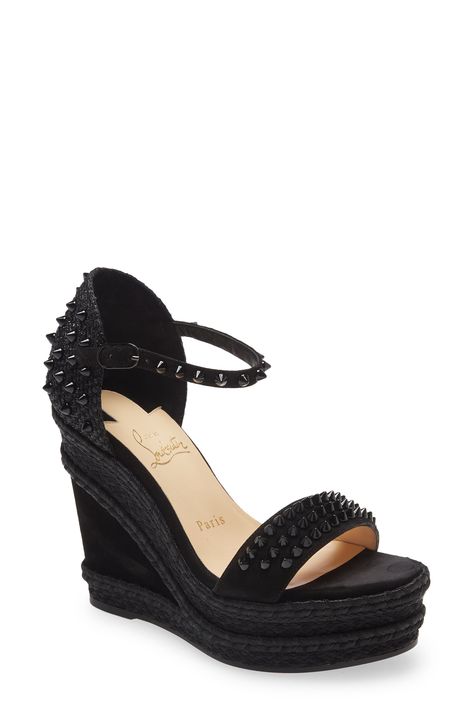 Christian Louboutin Madmonica Wedge Sandal available at #Nordstrom Wedges Outfit, Louboutin Wedges, Espadrilles Platform, Wedge Sandal, Leather Jewelry, Shoe Collection, Wedge Sandals, Ankle Strap, Christian Louboutin