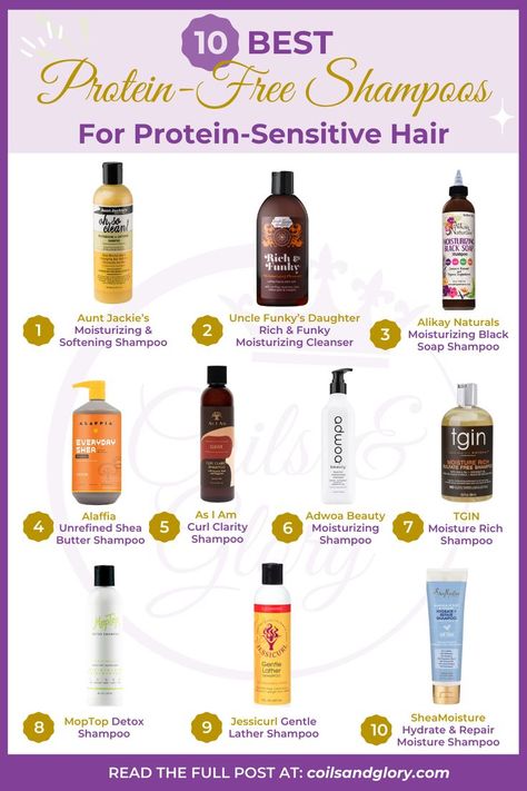 Best protein-free shampoos you can incorporate into your hair regimen. Low Porosity Hair Care, Natural Hair Maintenance, Best Clarifying Shampoo, Low Porosity Natural Hair, Low Porosity Hair, Protein Shampoo, Natural Hair Shampoo, Low Porosity, Natural Hair Products