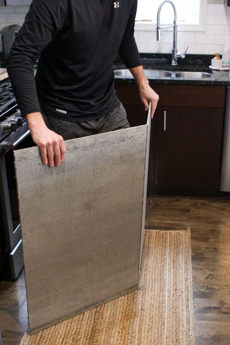 Cement board is a useful supply for DIY projects. Here's how to cut cement board and use it around a fireplace surround for tiling! #cementboard #howto #DIY #fireplacemakeover Concrete Board Wall, Cement Board Fireplace Surround, Concrete Over Tile Fireplace, Cement Board Fireplace, How To Tile A Fireplace, Diy Cement Fireplace, Cement Fireplace Surround, Concrete Look Fireplace, Faux Cement Fireplace