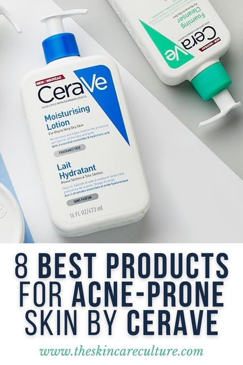 CeraVe is an affordable, drugstore brand that has products for every skin type and skin concern, including a good range of products for acne-prone skin. What I personally like about the brand is that they take a minimal approach with their formulations and their products often have a straightforward ingredient list. Here is a list of the 8 best products for acne-prone skin by CeraVe as well as an explanation on how to use them and when to avoid them. Acne Routine, Cerave Moisturizing Lotion, Mild Acne, Cerave Skincare, Acne Prone Skin Care, Best Acne Products, Toxic Skincare, Hydrating Cream, Games For Teens