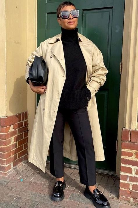 photo of person in chunky loafers Chunky Loafers Outfit Black Women, Loafers For Women Outfit Work, Chunky Loafers Street Styles, Styling Loafers Women, Chunky Loafers For Women Outfit, Outfits With Loafers Women, Chunky Outfit, Style With Loafers, Style Chunky Loafers