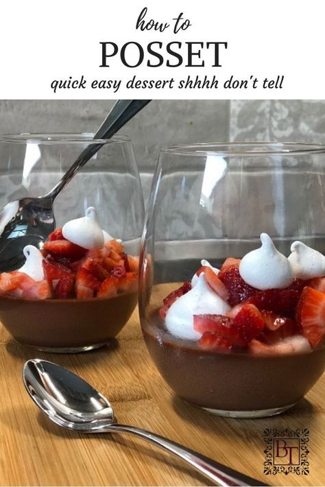 This dessert recipe is so quick and easy.  3 ingredients to make chocolate posset.  Michelan star restaurants are serving this up, but now you can at home. Chocolate Posset, Posset Recipe, Easiest Desserts, Indian Sauces, Make From Scratch, Quick Easy Desserts, Mexican Dessert, Indulgent Desserts, Quick Desserts