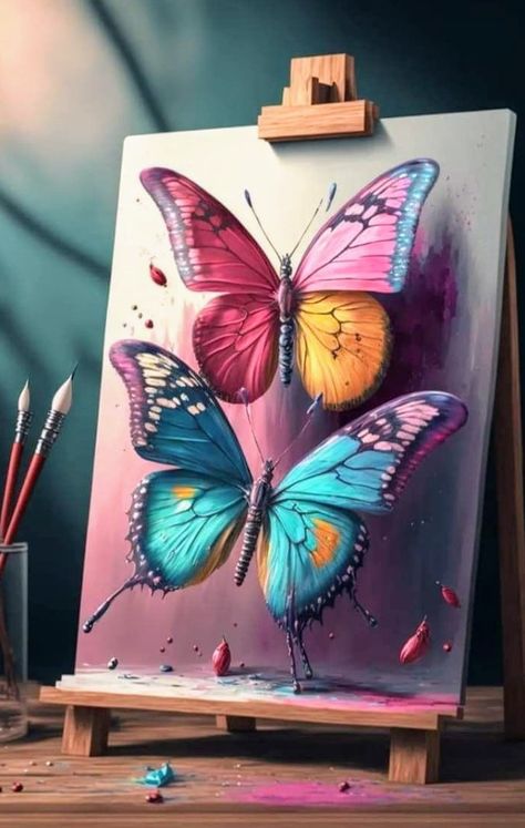 Modern Art Canvas Painting, Butterfly Art Painting, Butterfly Wallpaper Backgrounds, Beautiful Butterflies Art, Cubism Art, Soyut Sanat Tabloları, Butterfly Drawing, Butterfly Painting, Butterfly Watercolor