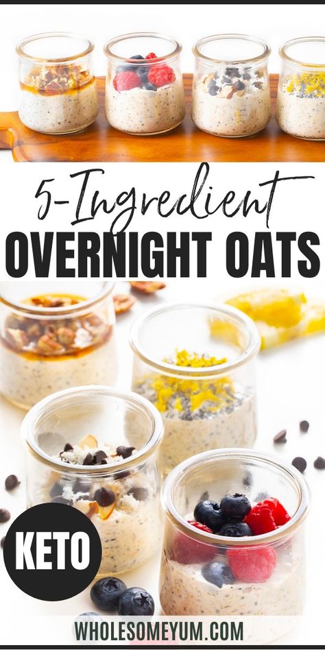 Keto Overnight Oats Recipe Gluten Free Low Carb Overnight Oats, Low Carb Oats Overnight, Low Carb Breakfast Oatmeal, Keto Overnight Oats Recipes, Low Calorie Low Carb Overnight Oats, Keto Over Night Oats, Ove4night Oats, Wholesum Yum Low Carb Recipes, Overnight Oats Healthy Protein Low Carb