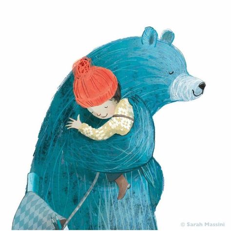 Sarah Massini. Baby Boy Illustration, 동화 삽화, Boy Illustration, Blue Bear, Bear Illustration, 캐릭터 드로잉, Animal Illustrations, Bear Hug, Art Et Illustration