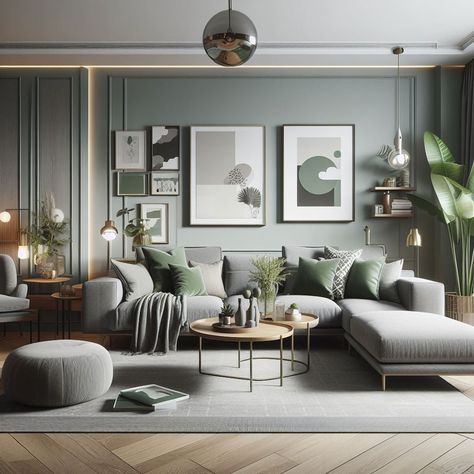 15 Stunning Grey and Sage Green Living Room Ideas — Lord Decor Green And Gray Home Design, Gray Green Interior Design, Sage Green Wall Living Room Ideas, Olive Grey Living Room, Living Room Designs Grey And Green, Sage Green Grey Living Room, Grey And Sage Green Living Room, Sage Green And Gray Living Room, Grey And Sage Living Room