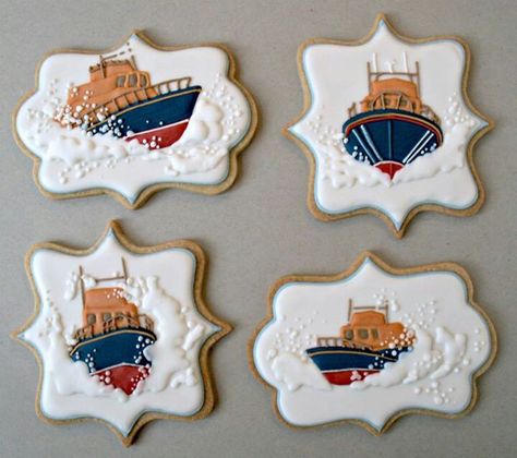 ships Vanilla Bean Cookies, Titanic Cake, Bean Cookies, Summer Sugar Cookies, Beach Cookies, Nautical Cake, Book Cakes, Crazy Cookies, Paint Cookies