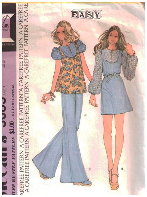 McCall's 3683 Dress, Top Size: 8 Bust 31.5 Used Sewing Pattern https://is.gd/AkEqjF #McCallS, #SewingPattern Pattern-Walk Girls Boho Dress, 70s Sewing Patterns, Vintage Clothes Patterns, Mccalls Patterns Dress, Sewing Patterns Dresses, 1970s Sewing Patterns, Retro Sewing Patterns, Fashion Illustration Vintage, Easy Dress