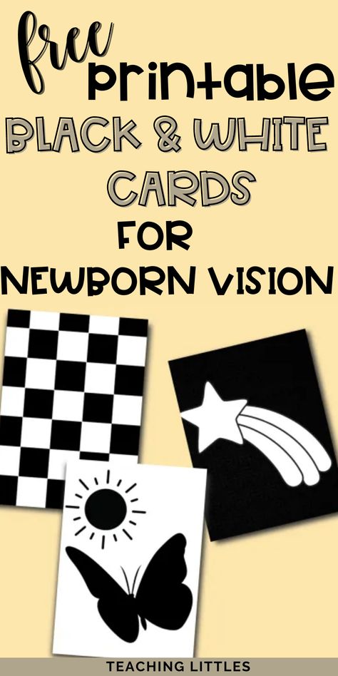 Your baby's vision is not fully developed. Using high contrast cards for babies will increase their visual development. Montessori Contrast Cards, Infant Contrast Cards, Free Printable High Contrast Cards, High Contrast Baby Book, High Contrast Images For Newborns, Diy Contrast Toys, Newborn High Contrast Images, Diy High Contrast Cards, High Contrast Cards For Babies