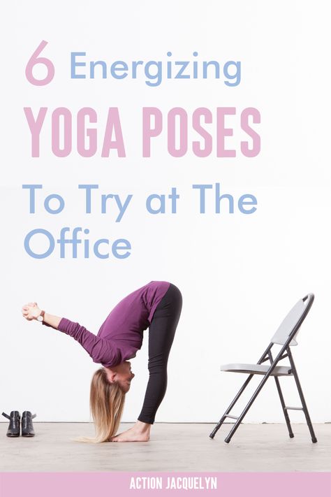 Office Yoga Poses, Energizing Yoga Poses, Action Jacquelyn, Desk Yoga, Poses To Try, Yoga Backbend, Energizing Yoga, Chair Pose Yoga, Office Yoga