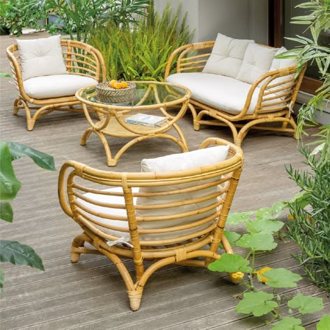 Bamboo Outdoor Furniture, Rotan Furniture, Bamboo Chair Design, Ratan Furniture, Bamboo Furniture Design, Cane Sofa, Bamboo Outdoor, Bamboo Sofa, Bamboo Decor