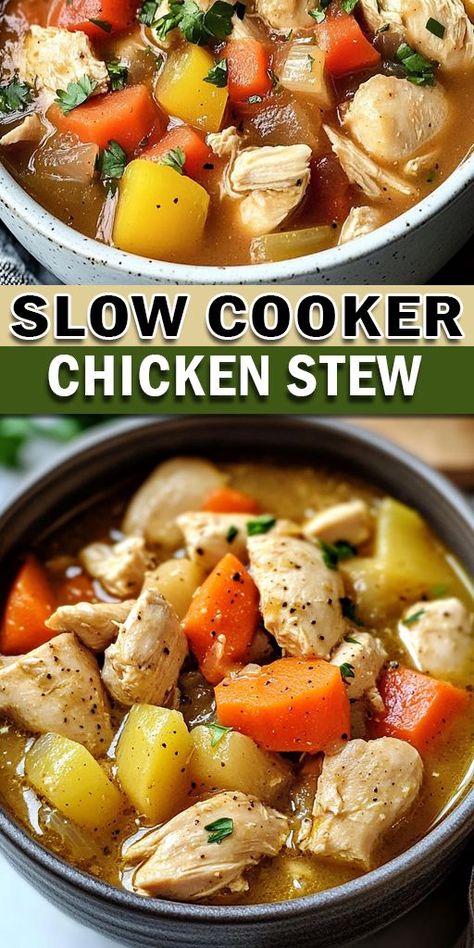 Slow Cooker Chicken Stew, Chicken Stew Recipe, Crockpot Ideas, Slow Cooker Stew, Stew Chicken Recipe, Hearty Chicken, Best Slow Cooker, Comfort Dishes, Stew Recipe