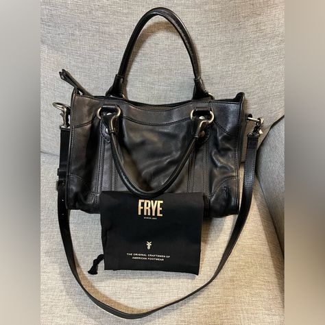 Nwot Frye Melissa Satchel Handbag Size: Medium (Approx. 14” Length And 8” Height) Fabric: Genuine Leather Color: Black With Silver Accents Never Used Smoke-Free Home Crossbody Strap Is Detachable. Has Inside Zip Pocket And Two Pockets Without A Closure. Also Comes With A Dust Bag. Please See Photos For More Details. Frye Handbags, Frye Bags, Satchel Handbag, Satchel Handbags, Silver Accents, Hand Bags, Crossbody Strap, Zip Pockets, Satchel