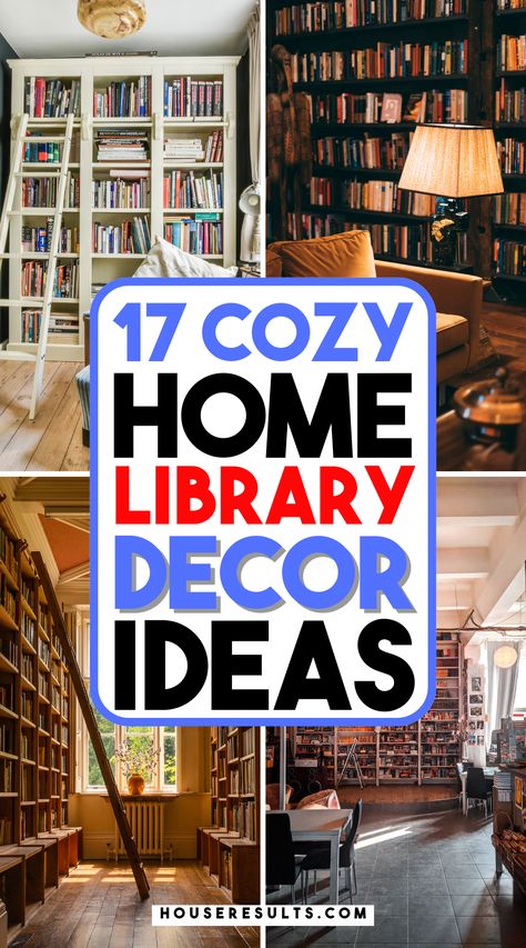 📚🛋️ Ready to craft the ultimate cozy reading space? Our home library decor ideas combine comfort and style to help you design a perfect reading retreat. Explore our top tips and save this pin for easy reference during your decorating journey! Book Area Ideas At Home, Reading Book Room Design, How To Decorate A Reading Nook, Create A Library In Your Home, Moody Home Library Ideas, Bookshelf Styling With Books Bedrooms, Spare Room Library Ideas, Unique Home Library Ideas, Home Library Ideas Vintage