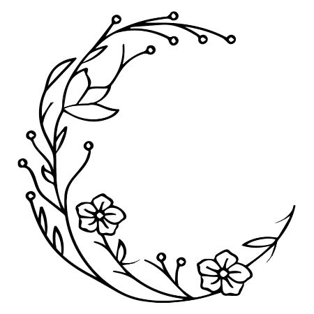 Floral Moon is a beautiful and intricate tattoo design brought to you by Inkbox Tattoos. Featuring delicate linework, bold flowers, and a crescent moon, this botanical design is perfect for nature lovers who want a touch of whimsy. Made with high-quality, water-resistant ink, this tattoo is easy to apply and can last for up to two weeks. Experience the beauty of nature with Floral Moon. Vine Tattoo On Finger, Scraffito Designs Simple Flower, Moon And Flowers Tattoo Design, Unique Moon Tattoo, Moon Tattoo Designs For Women, Celtic Mother Tattoos, Dainty Moon Tattoo, Fodder Art, Practice Tattoos